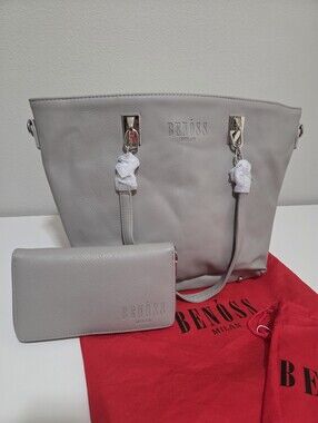Benoss Milan Light Gray Tote Bag with Wallet